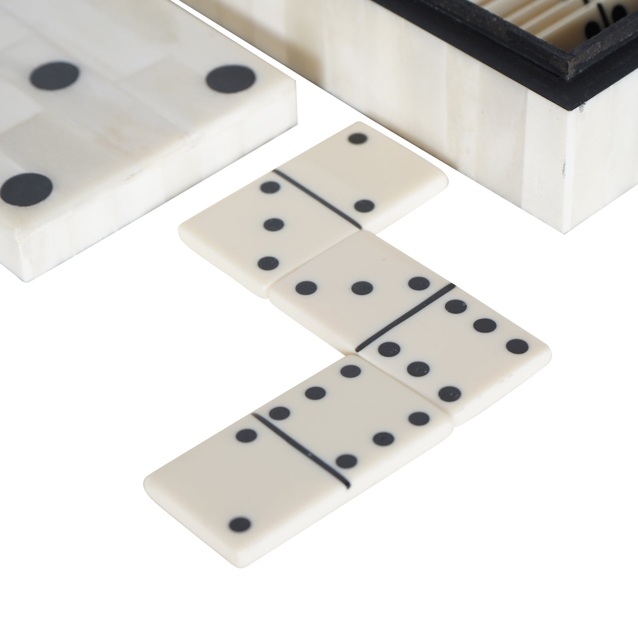 Chollerford Off White Bone Inlay Dominoes Box